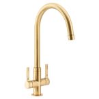 Abode Pico Dual Lever Monobloc Sink Mixer - Brushed Brass