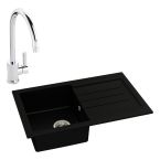Abode Xcite Black Granite 1 Bowl Inset Sink 780mm & Atlas Mixer Tap