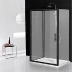 Aqua i 3 Sided Shower Enclosure - 1400mm Sliding Door and 800mm Side Panels - Matt Black