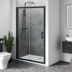 Aqua i 6 Black Single Sliding Shower Door 1400mm x 1900mm High