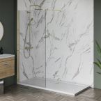 1300mm x 900mm Brushed Brass Wetroom Shower Screens Shower Enclosure and Shower Tray