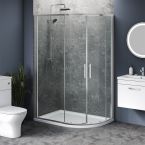 1100mm x 800mm Double Door Offset Quadrant Shower Enclosure and Shower Tray