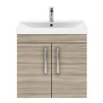 Nuie Athena 600mm 2 Door Wall Hung Cabinet & Thin-Edge Basin - Driftwood