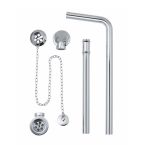 BC Designs Push Down Exposed Bath Waste / Plug & Chain With Overflow Pipe - Brushed Chrome