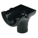 Black 112mm Half Round Rainwater Stop End Outlet