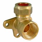 Brass Compression Wall Plate Elbow 15mm x 1/2"