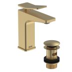 Bristan Tangram Eco Start Basin Mixer with Clicker Waste - Brushed Brass