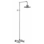 Burlington Eden Single Outlet Thermostatic Shower Mixer with Riser Rail & 6 Inch Fixed Head - Chrome / White