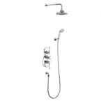 Burlington Severn Two Outlet Thermostatic Shower Mixer with Handset & 12 Inch Fixed Head - Chrome / White