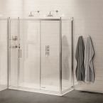 Burlington Sliding Shower Door & Side Panel 1200mm x 900mm - Chrome
