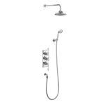 Burlington Trent Two Outlet Thermostatic Shower Mixer & 12 Inch Fixed Head - Chrome / White