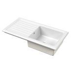 Nuie Fireclay 1 Bowl Inset Sink with Ridged Drainer & Central Waste 1010mm - White