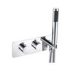 Eastbrook Round Two Outlet Thermostatic Shower Mixer with Handset - Chrome