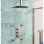 Eastbrook Two Outlet Thermostatic Shower Mixer with Square Fixed Head & Body Jets - Chrome
