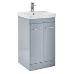 Ella Rowe Meubles 600mm Freestanding 2 Door Vanity Unit & Basin - Gloss Pebble Grey