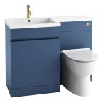 Ella Rowe Noveau Combi 1100mm Handleless Vanity & Toilet Unit LH - Matt Twilight Blue