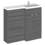 Hudson Reed Fusion Combination 1000mm L-Shaped Combination WC & Basin Unit Right Hand - Anthracite Woodgrain 