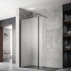 Hudson Reed 8mm Wetroom Screen with Support Bar 1100mm - Black