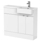 Hudson Reed Fusion Slimline 1000mm Combination Toilet & Basin Unit with Right Hand Semi Recessed Square Basin - Gloss White