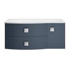 Hudson Reed Sarenna Wall Hung 1000mm Cabinet & White Marble Top Left Hand - Mineral Blue