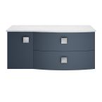 Hudson Reed Sarenna Wall Hung 1000mm Cabinet & White Marble Top Right Hand - Mineral Blue