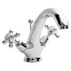 Hudson Reed Topaz Dome Crosshead Mono Basin Mixer with Pop-up Waste - Chrome