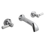Hudson Reed Topaz Dome Lever 3TH Wall Mounted Bath Filler - Chrome
