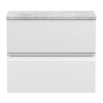 Hudson Reed Urban 600mm 2 Drawer Wall Hung Cabinet & Grey Worktop - Satin White