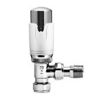 Kartell Angled K-Therm Thermostatic Radiator Valve - Refined White and Chrome