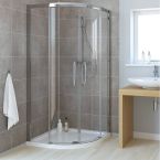 Lakes Classic Low Threshold Silver Double Door Offset Quadrant Enclosure 900mm x 800mm - Left Hand
