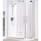 Lakes Semi-Frameless White Easy-Fit Double Sliding Door Offset Quadrant Shower Enclosure 900mm x 800mm x 1850mm High