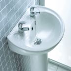 Lecico Atlas 500mm x 410mm 2 Tap Hole Basin and Pedestal