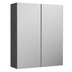 Nuie Arno 600mm x 715mm 2 Door Mirrored Cabinet - Anthracite Woodgrain