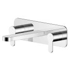 Nuie Arvan Wall Mounted 3 Tap Hole Basin Mixer with Plate - Chrome