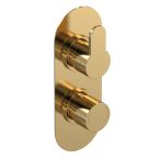 Nuie Arvan Concealed Twin Thermostatic Shower Valve - Brushed Brass