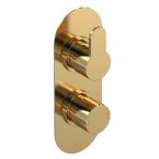 Nuie Arvan Concealed Twin Thermostatic Shower Valve with Diverter - Brushed Brass