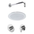 Nuie Arvan Round Thermostatic Mixer Shower with Wall Arm & Fixed Head - Chrome
