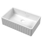 Nuie Butler Fluted Fireclay 1 Bowl Undermount Sink with Central Waste & Overflow 795mm - White