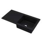 Nuie Fireclay 1 Bowl Inset Sink with Smooth Drainer & Central Waste 1010mm - Matt Black