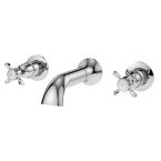 Nuie Selby Crosshead 3 Tap Hole Wall Mounted Bath Filler - Chrome