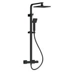 Nuie Square Thermostatic Shower Mixer with Handset & Fixed Head - Matt Black