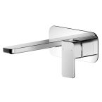 Nuie Windon Wall Mounted 2 Tap Hole Basin Mixer with Plate - Chrome