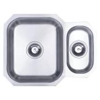 Prima Stainless Steel Undermount Sink with 1.5 Bowl Overflow & Waste Kit 595mm