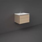 RAK Joy Uno 600mm Wall Hung Vanity Unit With Drop In Wash Basin - Scandinavian Oak