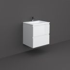 RAK Joy 600mm Wall Hung Vanity Unit With Drop In Wash Basin - Pure White