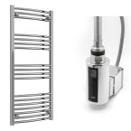 Reina Capo Electric Curved Towel Radiator with Chrome Touch Thermostatic Element 600mm x 1600mm - Chrome