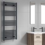 Reina Capo Electric Towel Radiator with Anthracite Mini Round Thermostatic Element 500mm x 1600mm - Anthracite