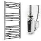Reina Diva Electric Flat Towel Radiator with Chrome Touch Thermostatic Element 600mm x 1000mm - Chrome