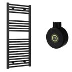Reina Diva Electric Towel Radiator with Black On / Off Touch Thermostatic Element 500mm x 1200mm - Black