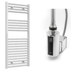Reina Diva Electric Towel Radiator with Chrome Touch Thermostatic Element 400mm x 1200mm - White